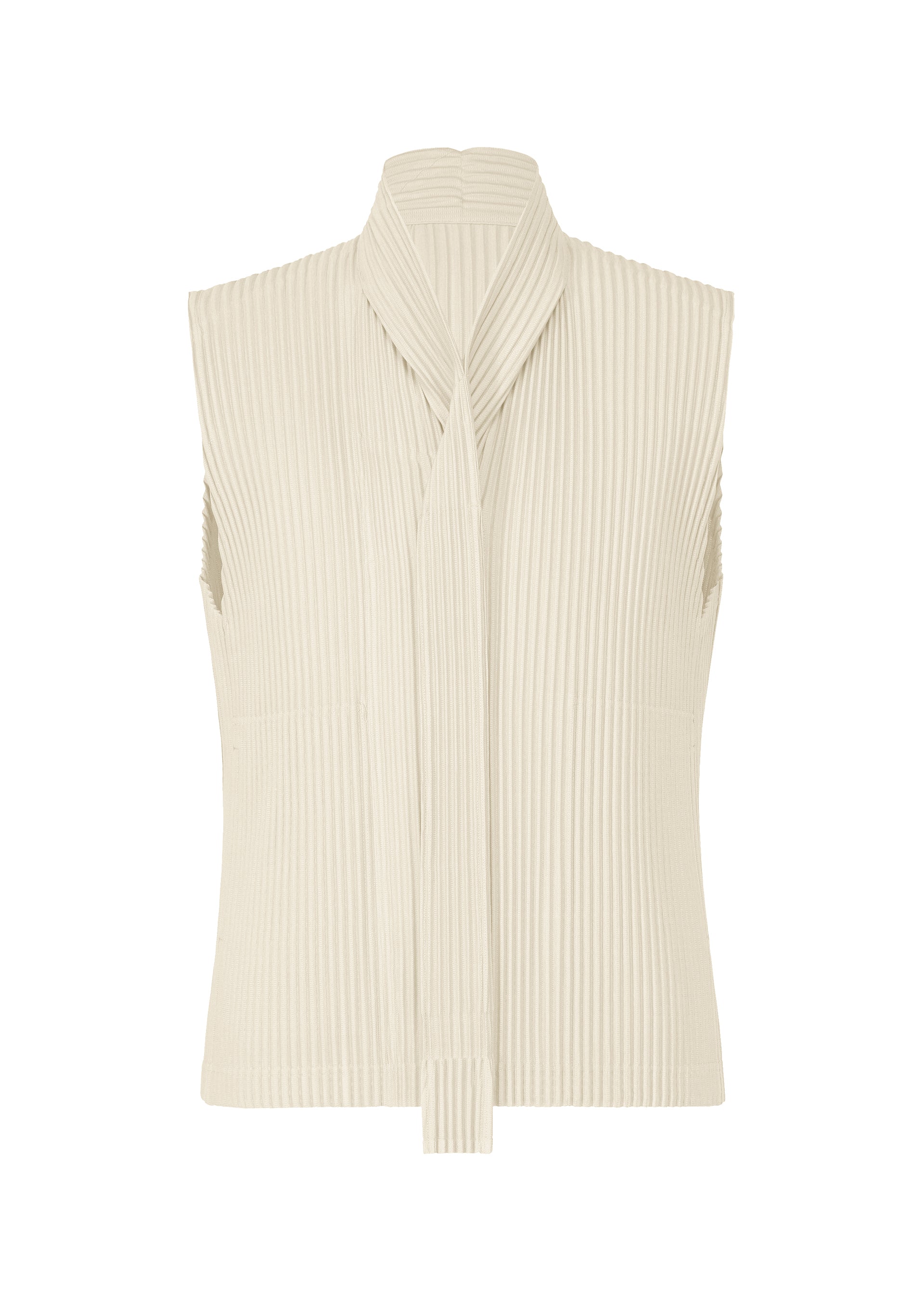 A product shot of the HOMME PLISSÉ ISSEY MIYAKE MONTHLY COLORS SEPTEMBER top in limestone white (04).