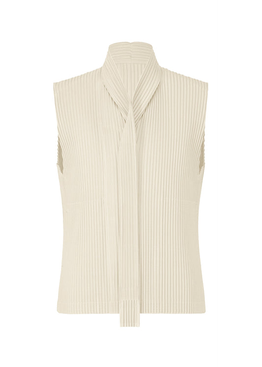 A product shot of the HOMME PLISSÉ ISSEY MIYAKE MONTHLY COLORS SEPTEMBER top in limestone white (04).