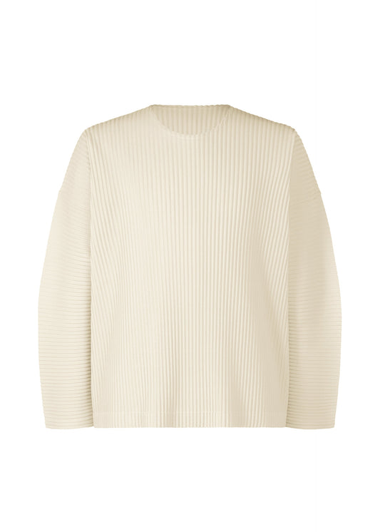 A product shot of the HOMME PLISSÉ ISSEY MIYAKE MONTHLY COLORS SEPTEMBER top in limestone white (04).