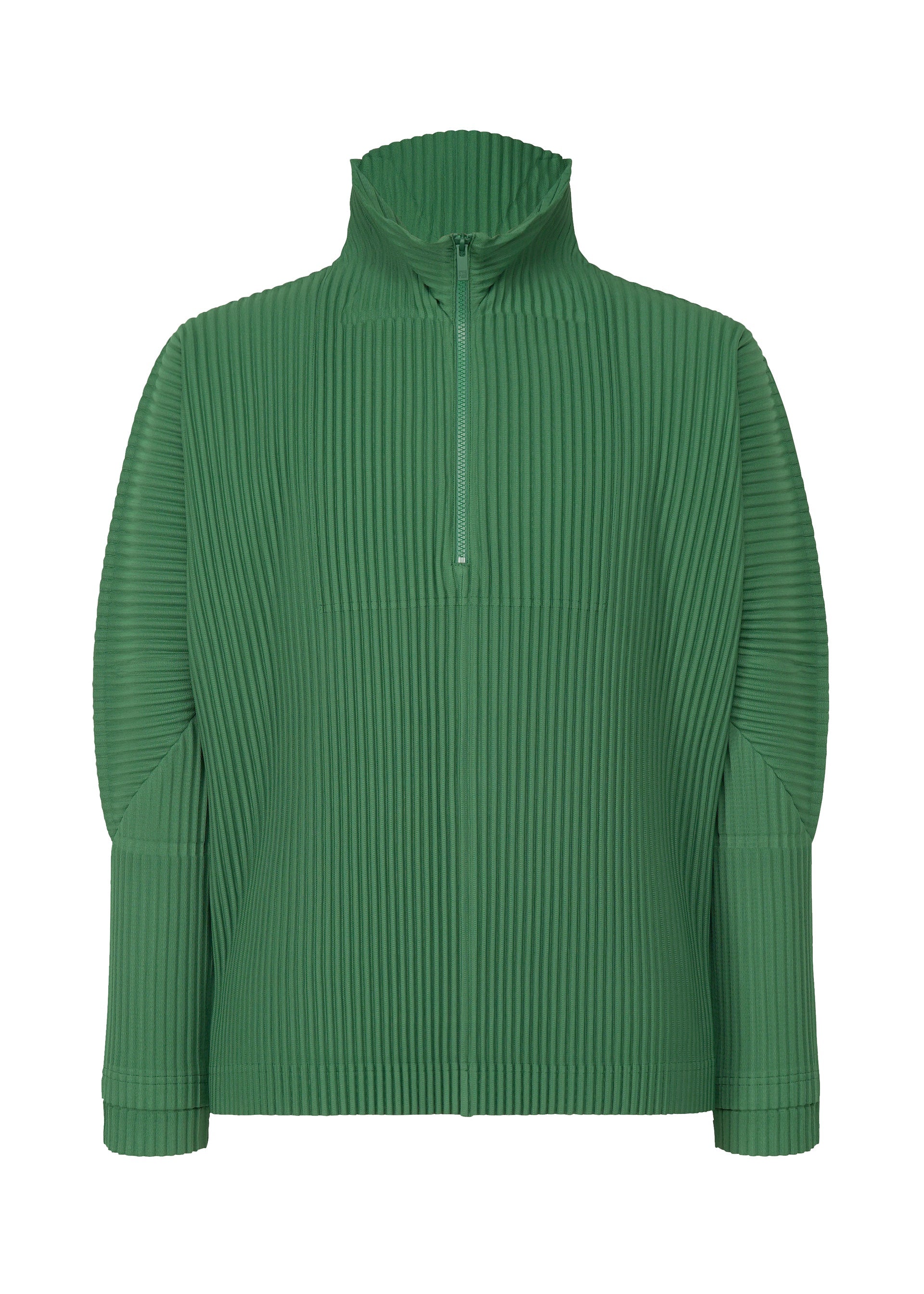 A product shot of the HOMME PLISSÉ ISSEY MIYAKE MONTHLY COLORS NOVEMBER top in celadon green (63).