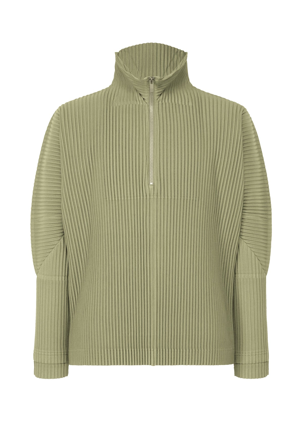 A product shot of the HOMME PLISSÉ ISSEY MIYAKE MONTHLY COLORS NOVEMBER top in mangan green (64).