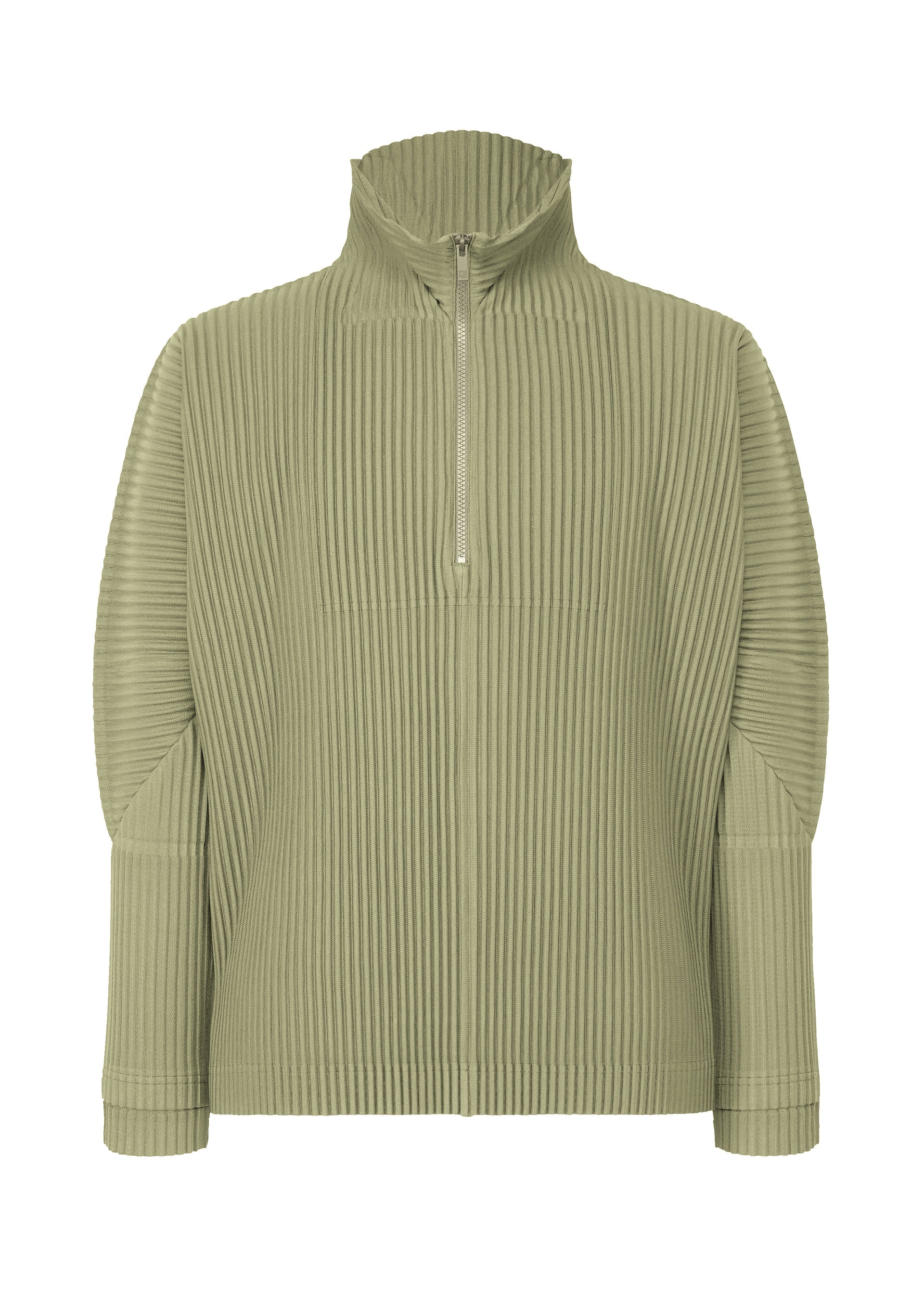A product shot of the HOMME PLISSÉ ISSEY MIYAKE MONTHLY COLORS NOVEMBER top in mangan green (64).