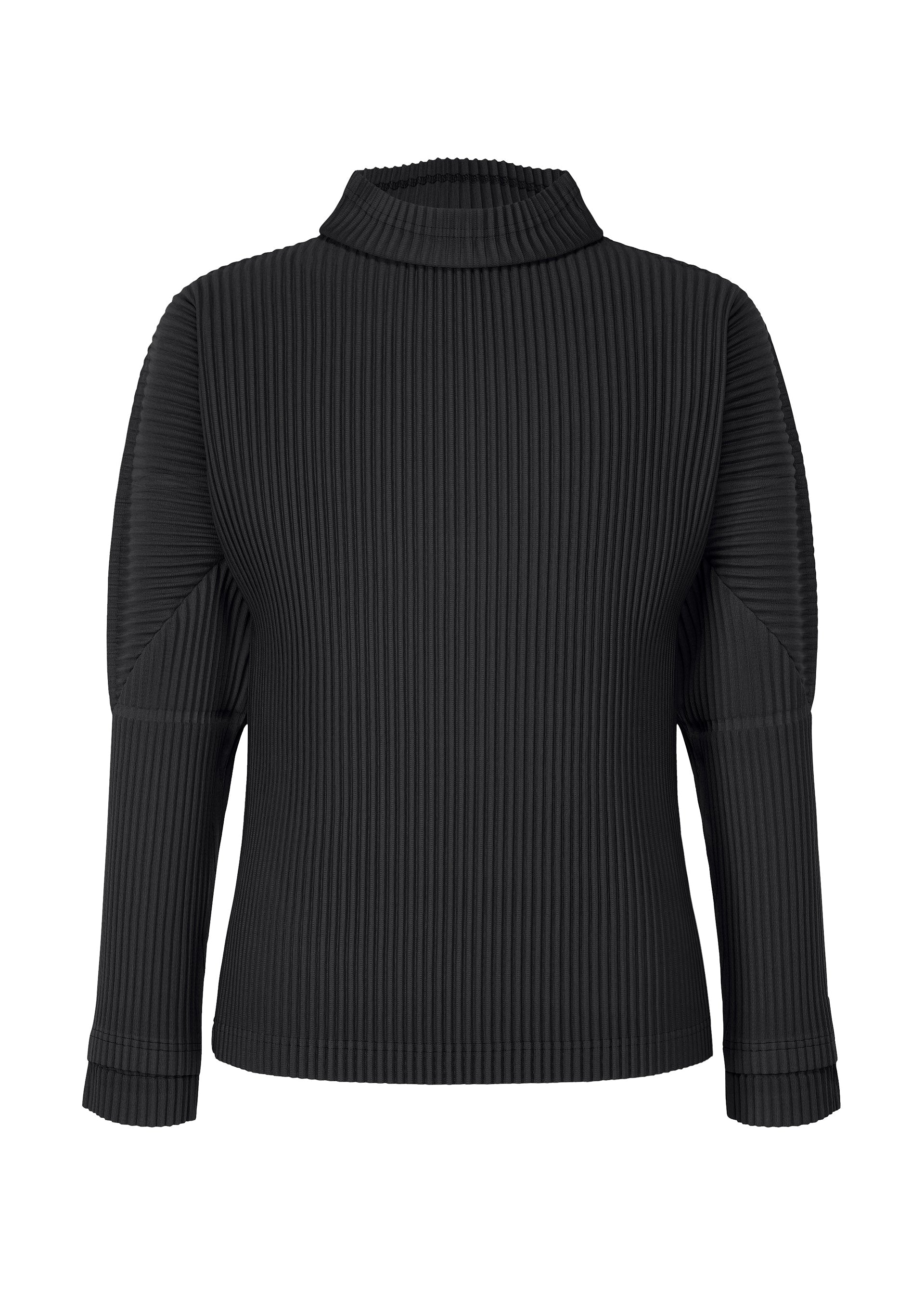 A product shot of the HOMME PLISSÉ ISSEY MIYAKE MONTHLY COLORS NOVEMBER top in black (15).