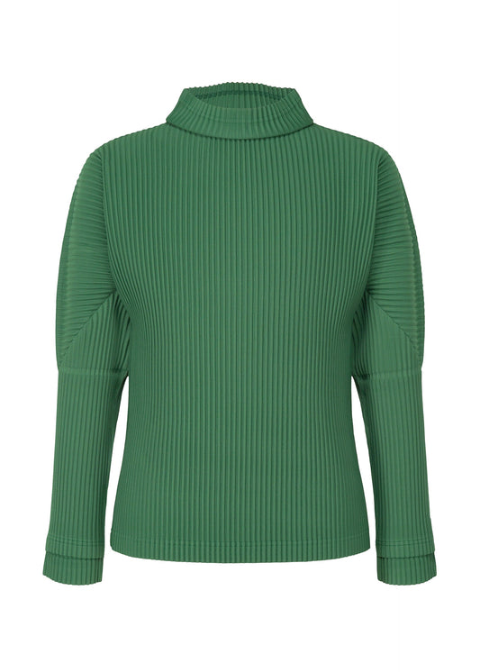 A product shot of the HOMME PLISSÉ ISSEY MIYAKE MONTHLY COLORS NOVEMBER top in celadon green (63).