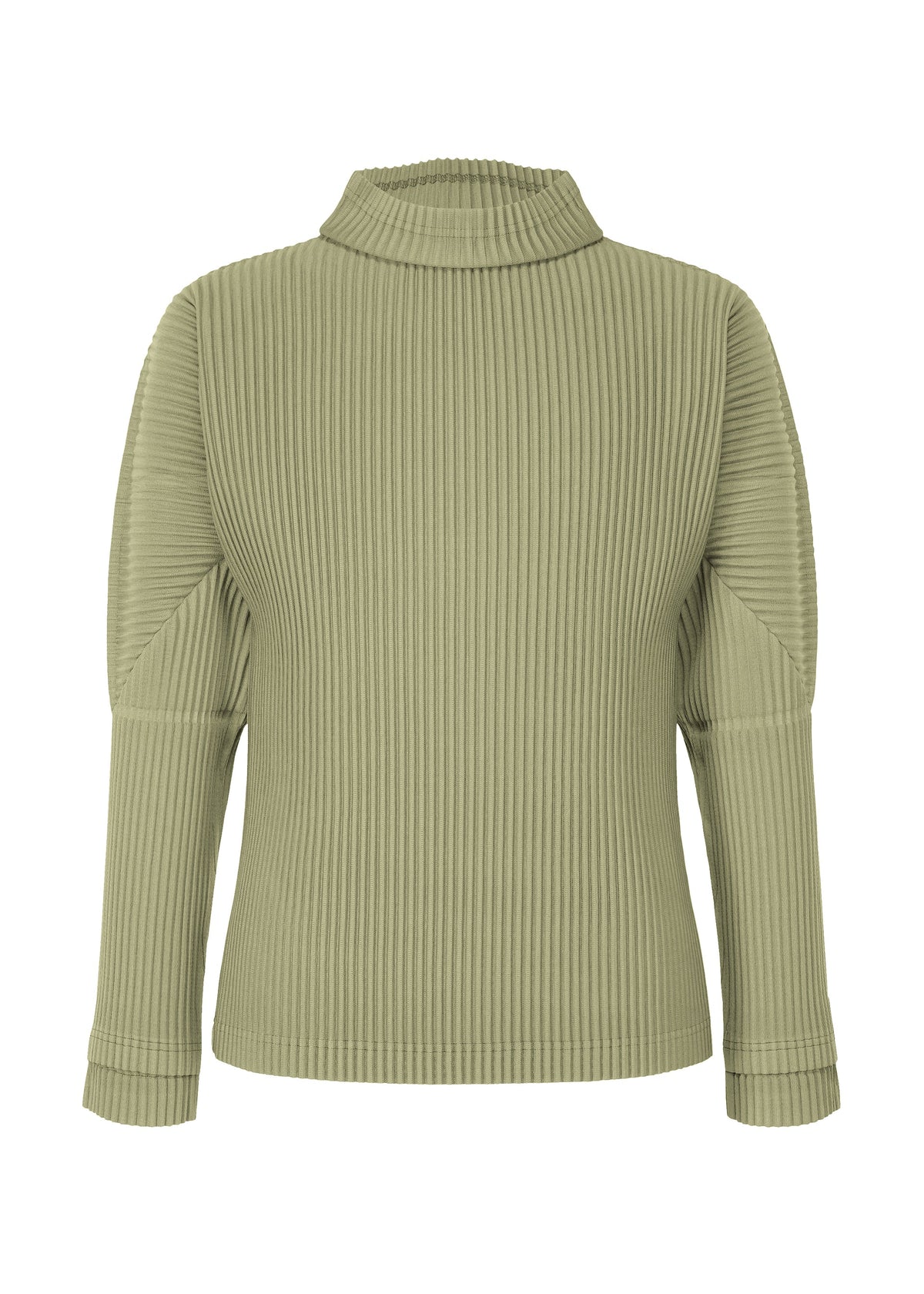 A product shot of the HOMME PLISSÉ ISSEY MIYAKE MONTHLY COLORS NOVEMBER top in mangan green (64).