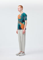 A model wears the HOMME PLISSÉ ISSEY MIYAKE AGATE top.