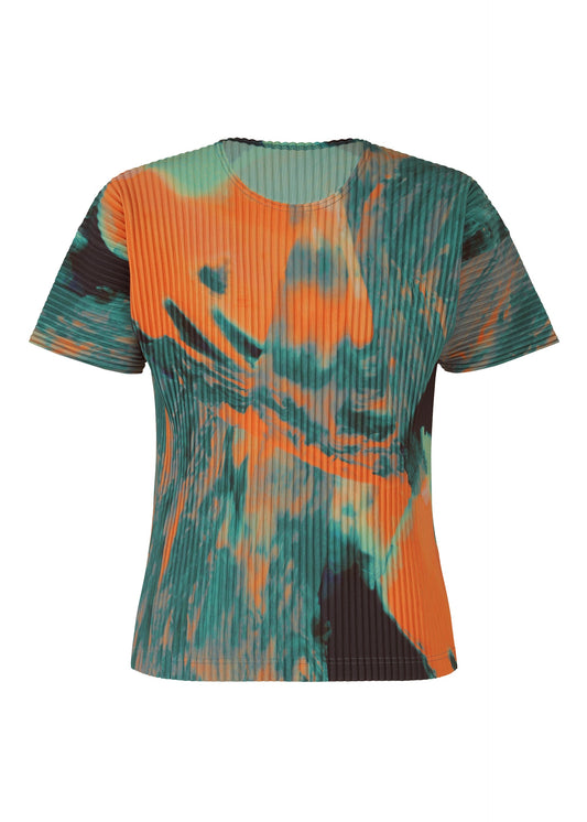 A product shot of the HOMME PLISSÉ ISSEY MIYAKE AGATE top in green.