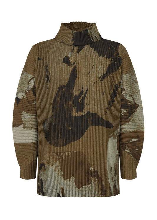A product shot of the HOMME PLISSÉ ISSEY MIYAKE PAINTED STONE clothing in brown (44).