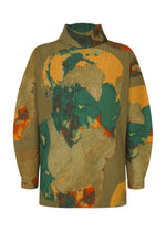 A product shot of the HOMME PLISSÉ ISSEY MIYAKE PAINTED STONE clothing in green (62).