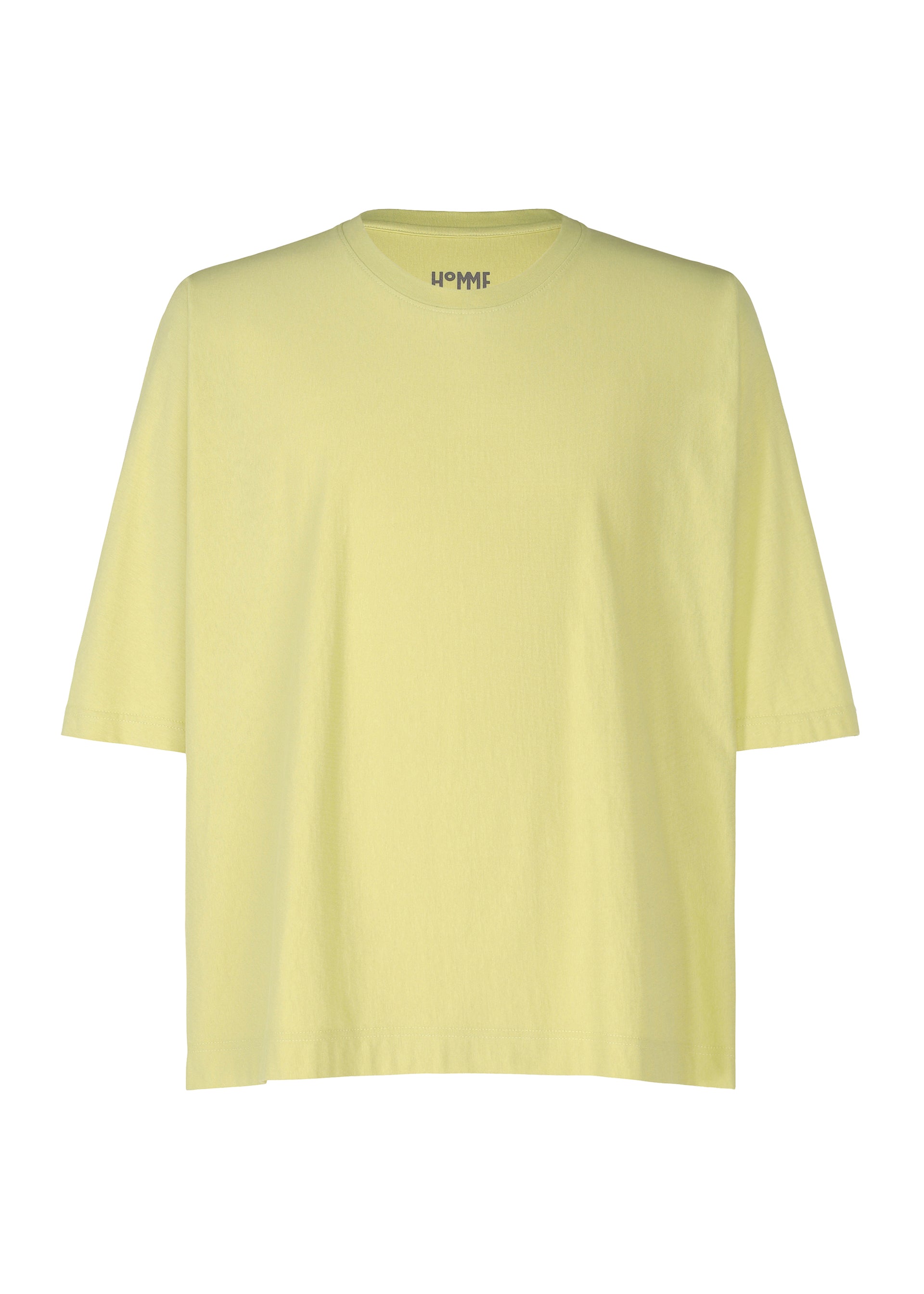 A product shot of the HOMME PLISSÉ ISSEY MIYAKE RELEASE T 1 top in light yellow (50).