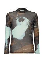 A product shot of the HOMME PLISSÉ ISSEY MIYAKE AGATE SHEER top in brown.