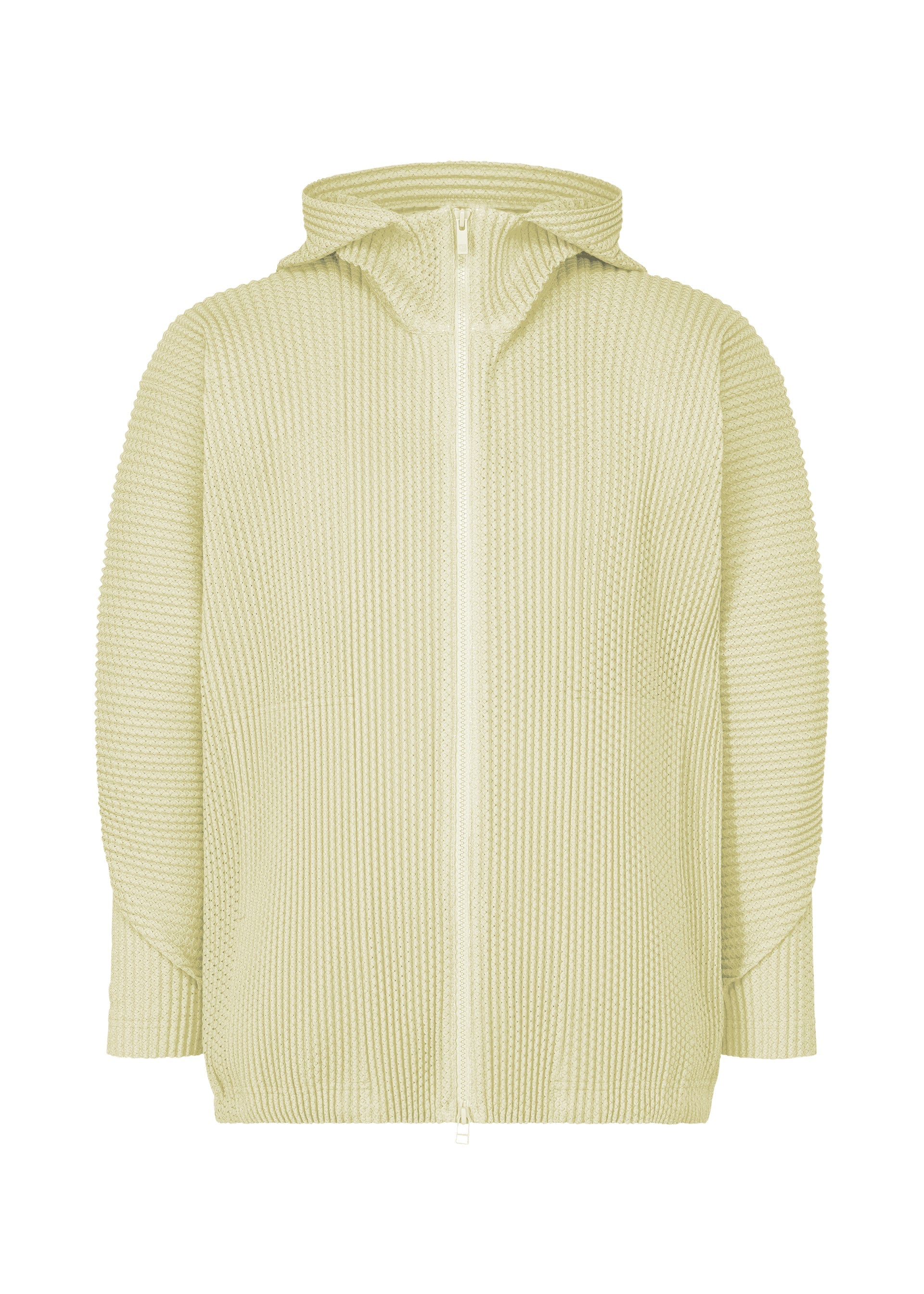 A product shot of the HOMME PLISSÉ ISSEY MIYAKE WICKERWORK MESH shirt in ivory (41).