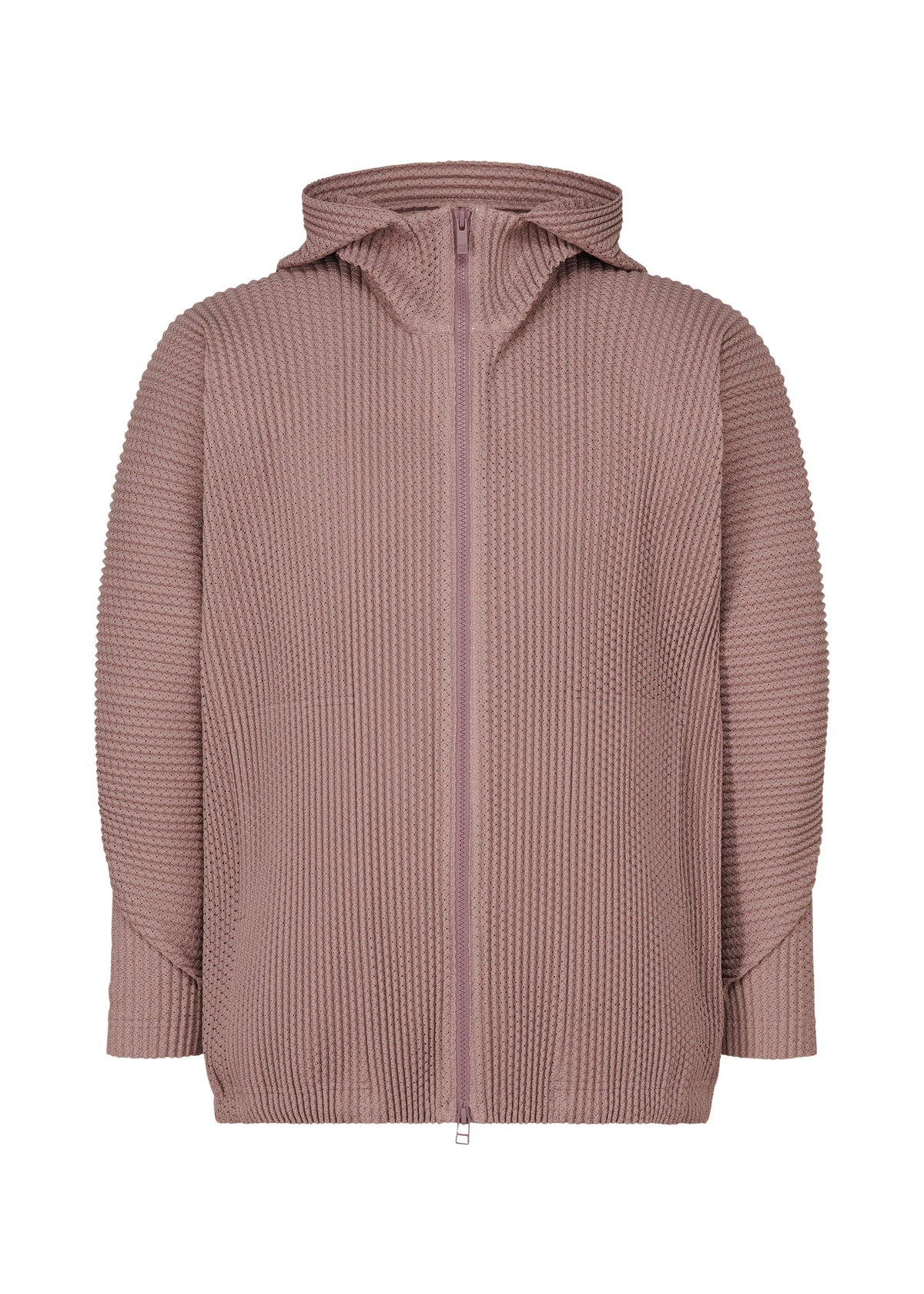 A product shot of the HOMME PLISSÉ ISSEY MIYAKE WICKERWORK MESH shirt in purple grey (84).