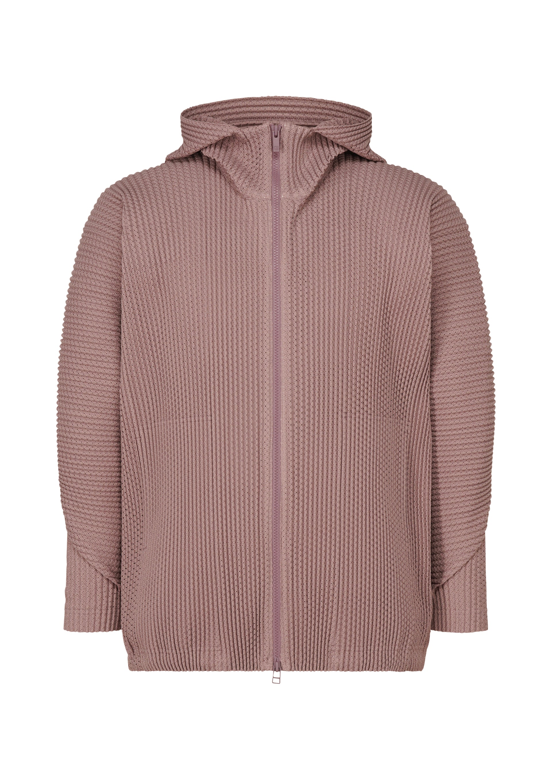 A product shot of the HOMME PLISSÉ ISSEY MIYAKE WICKERWORK MESH shirt in purple grey (84).