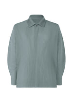 A product shot of the HOMME PLISSÉ ISSEY MIYAKE MONTHLY COLORS AUGUST shirt in slate blue (71).