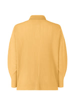 A detail shot of the HOMME PLISSÉ ISSEY MIYAKE MONTHLY COLORS AUGUST shirt.