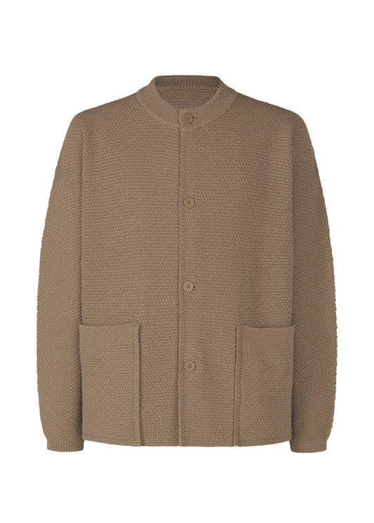 A product shot of the HOMME PLISSÉ ISSEY MIYAKE RUSTIC KNIT jacket in greige (19).