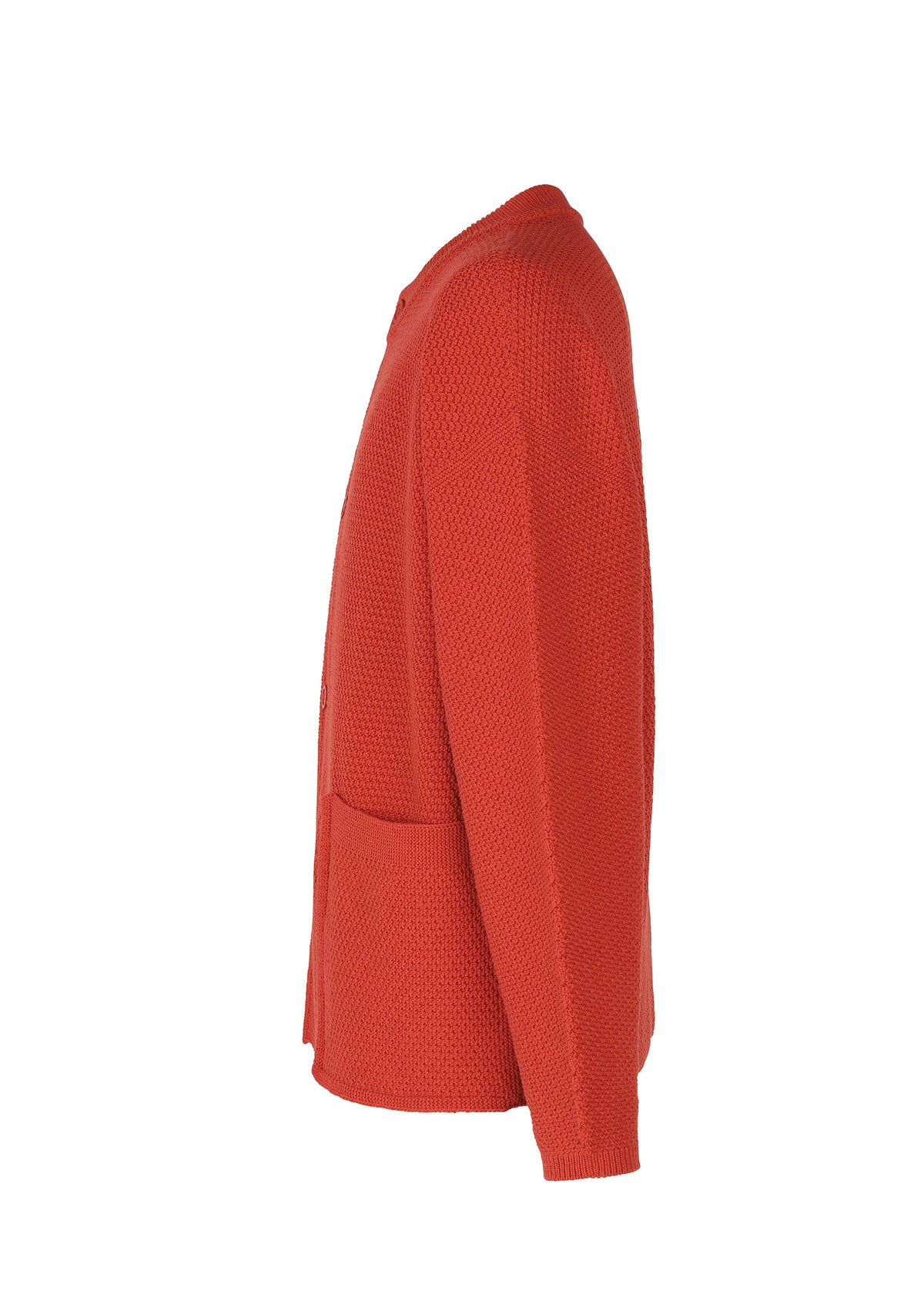 A detail shot of the HOMME PLISSÉ ISSEY MIYAKE RUSTIC KNIT jacket.