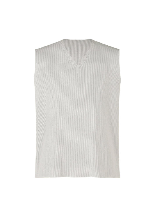 A product shot of the HOMME PLISSÉ ISSEY MIYAKE BASIC KNIT vest in light grey (11).