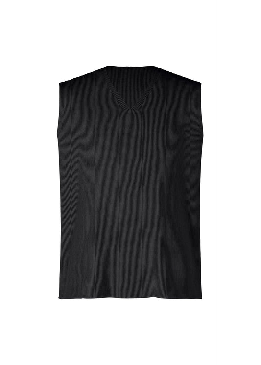 A product shot of the HOMME PLISSÉ ISSEY MIYAKE BASIC KNIT vest in black (15).