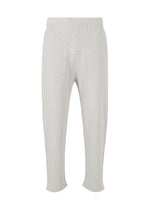 A product shot of the HOMME PLISSÉ ISSEY MIYAKE BASIC KNIT trousers in light grey (11).