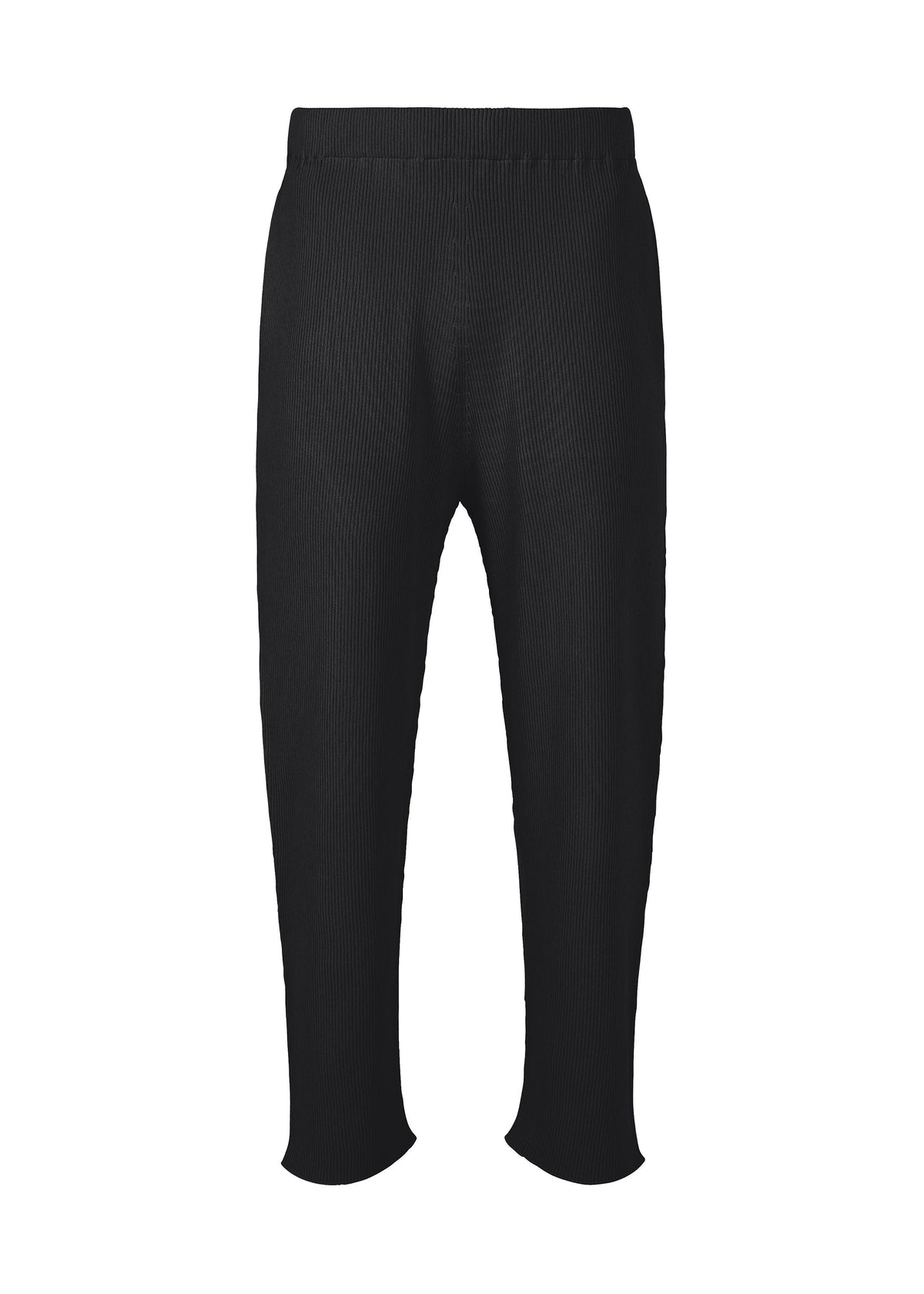 A product shot of the HOMME PLISSÉ ISSEY MIYAKE BASIC KNIT trousers in black (15).