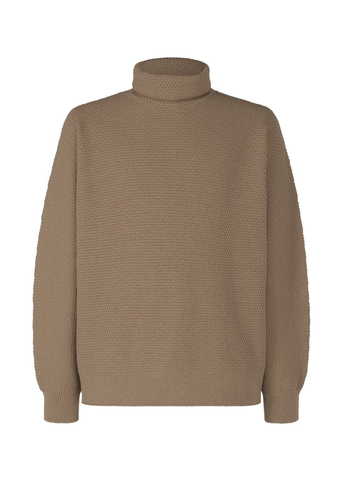 A product shot of the HOMME PLISSÉ ISSEY MIYAKE RUSTIC KNIT top in greige (19).