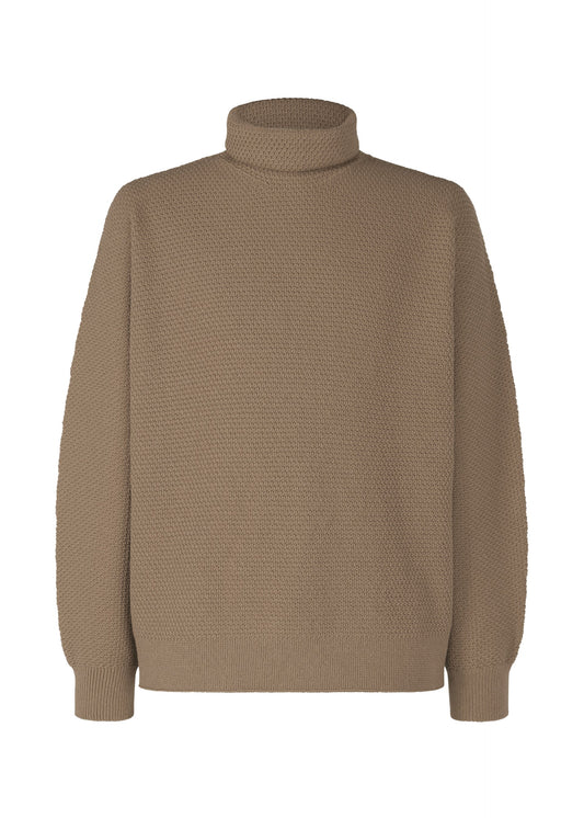 A product shot of the HOMME PLISSÉ ISSEY MIYAKE RUSTIC KNIT top in greige (19).
