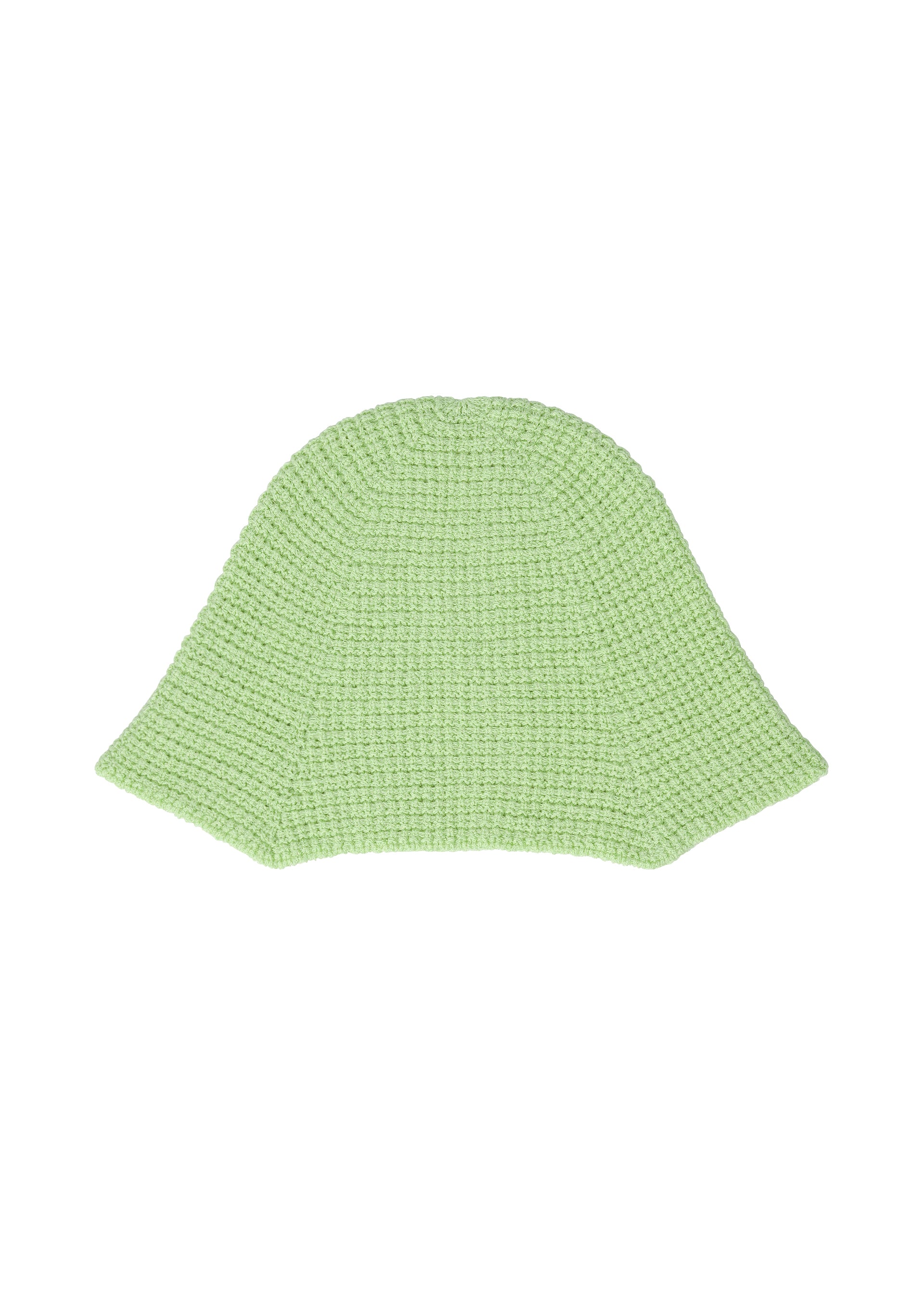 A product shot of the HOMME PLISSÉ ISSEY MIYAKE CROCHET HAT cap in green (62).