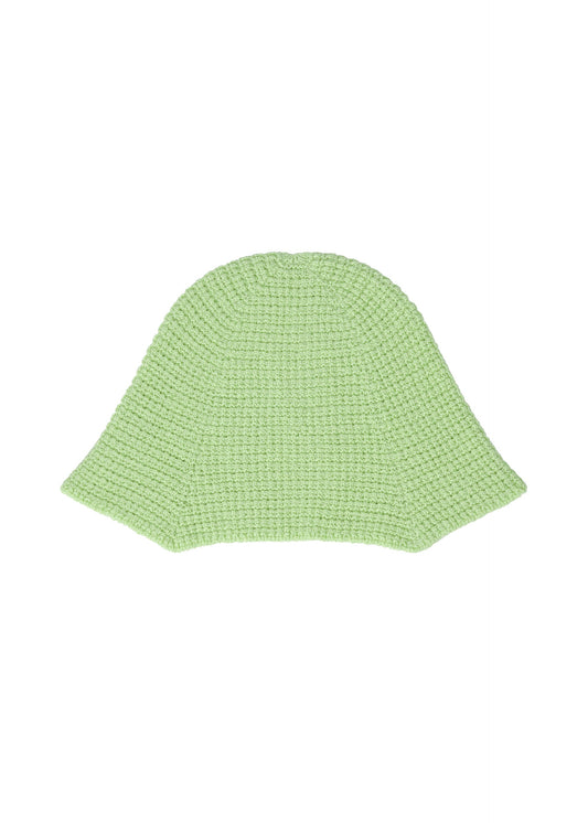 A product shot of the HOMME PLISSÉ ISSEY MIYAKE CROCHET HAT cap in green (62).