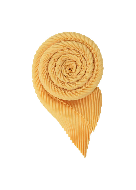 A product shot of the HOMME PLISSÉ ISSEY MIYAKE ANTIPASTO stole in yellow (52).