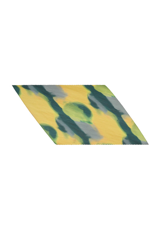A product shot of the HOMME PLISSÉ ISSEY MIYAKE DAWN STOLE stole in yellow (52).