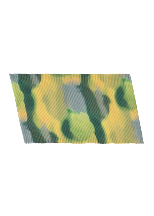 A product shot of the HOMME PLISSÉ ISSEY MIYAKE DAWN STOLE stole in yellow (52).