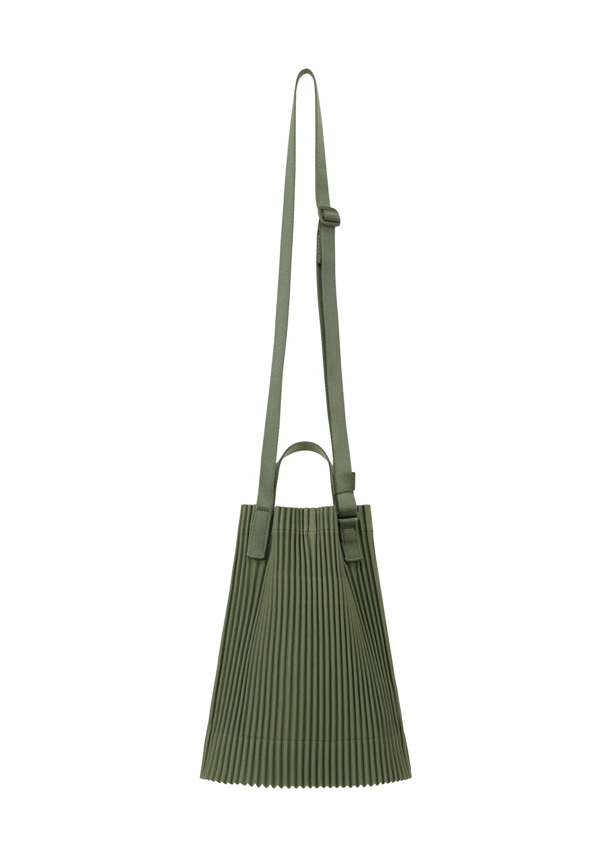 A detail shot of the HOMME PLISSÉ ISSEY MIYAKE DRAWSTRING PLEATS BAG bag.