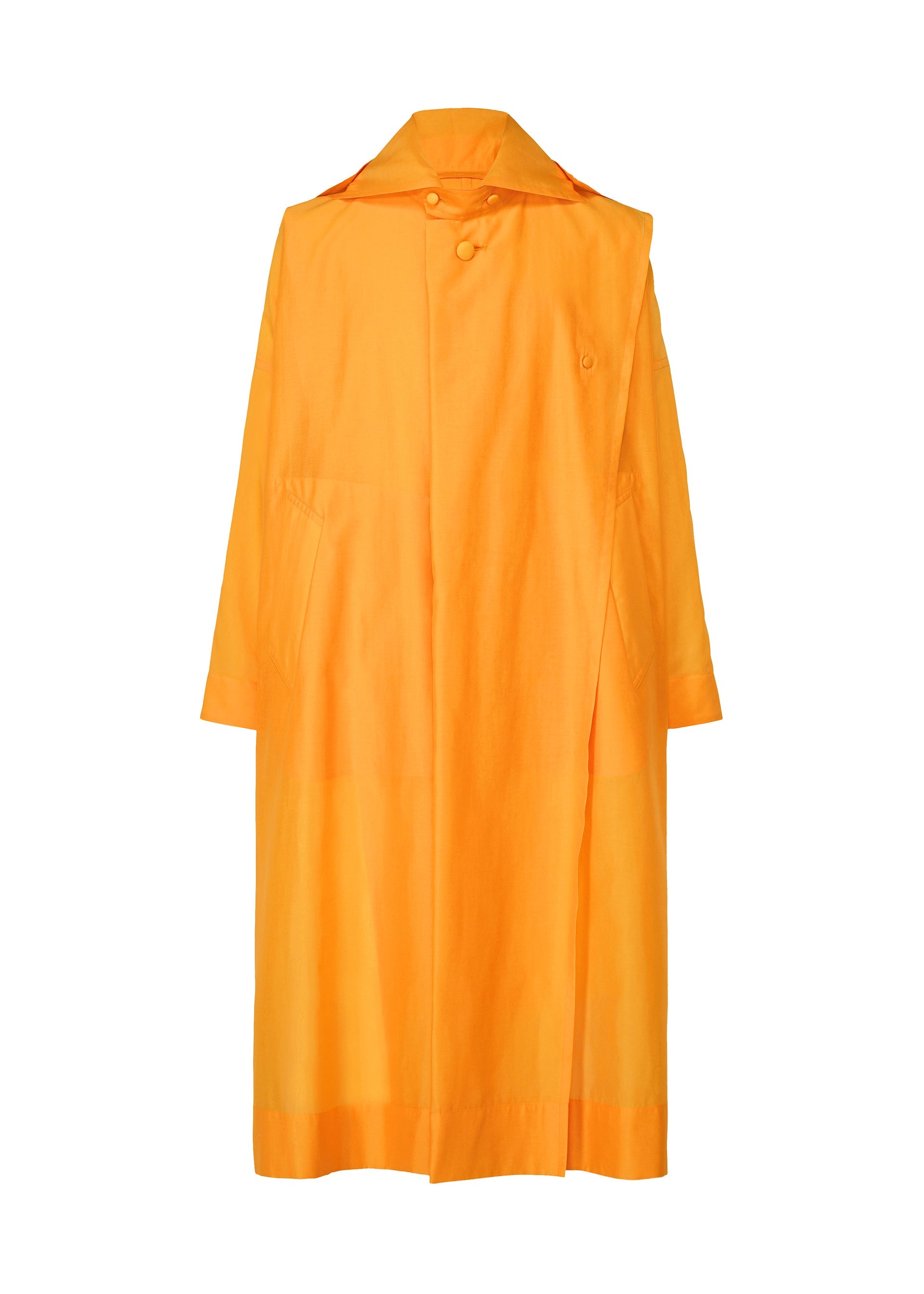 A detail shot of the HOMME PLISSÉ ISSEY MIYAKE CRYSTALLINE WOOL BLEND coat.