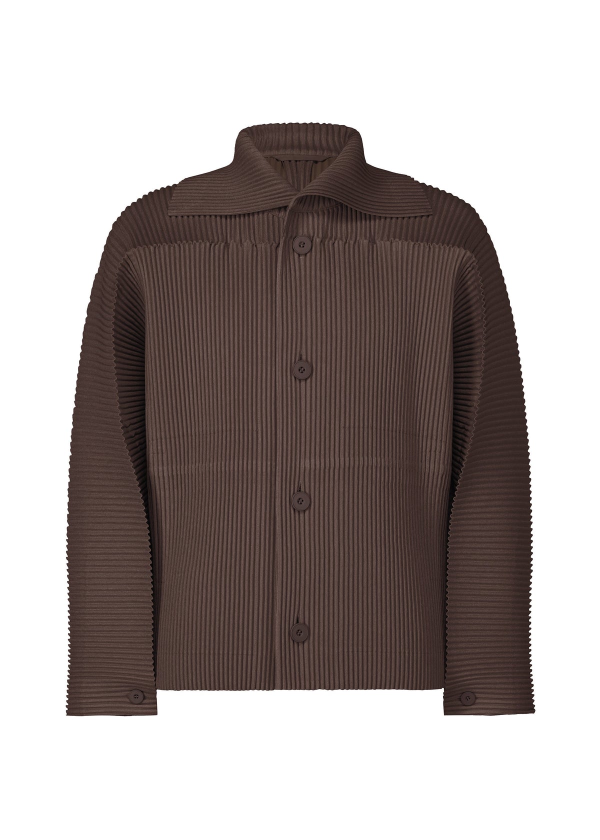 A product shot of the HOMME PLISSÉ ISSEY MIYAKE LINEN LIKE jacket in brown (44).
