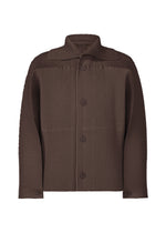 A product shot of the HOMME PLISSÉ ISSEY MIYAKE LINEN LIKE jacket in brown (44).