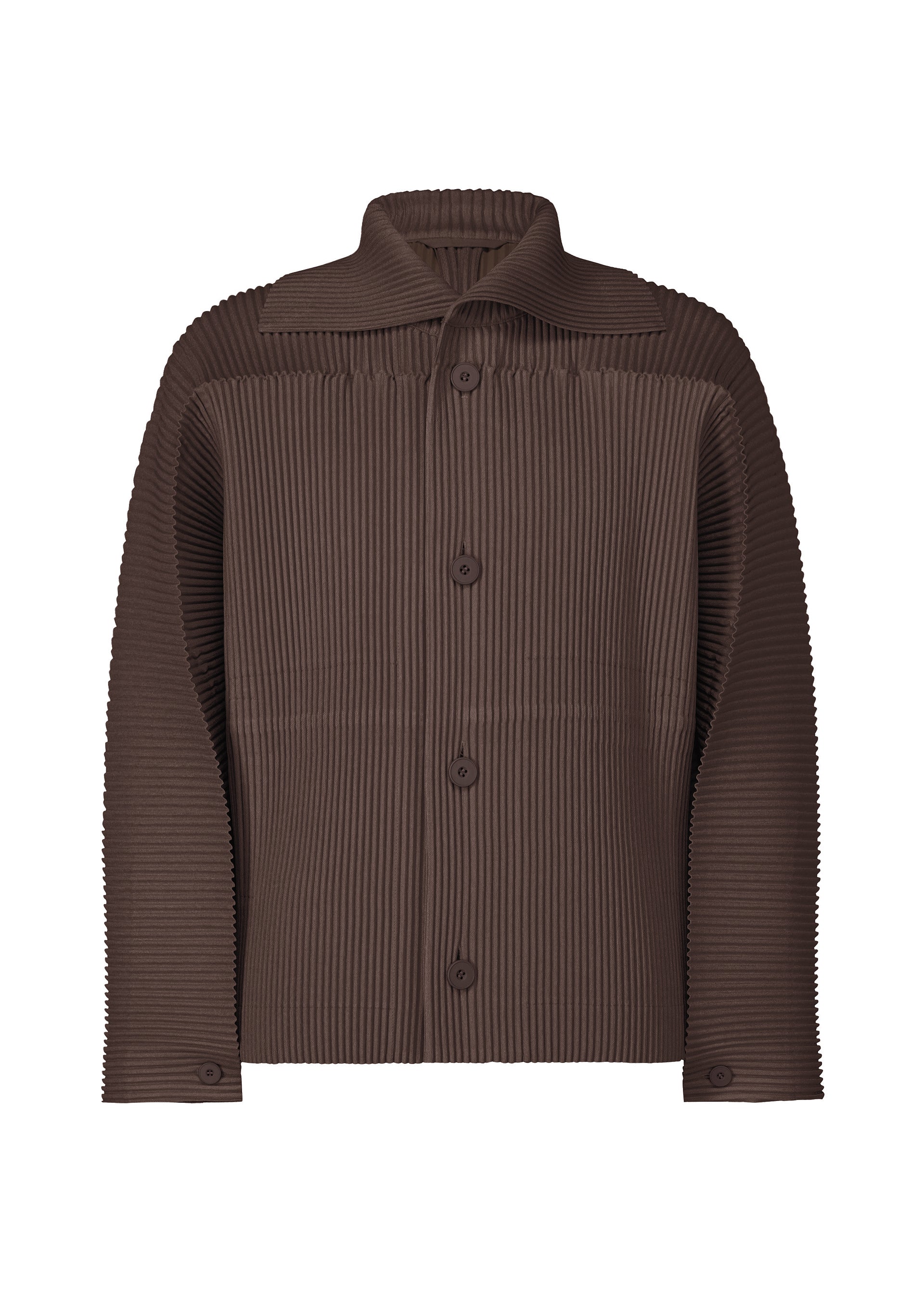 A product shot of the HOMME PLISSÉ ISSEY MIYAKE LINEN LIKE jacket in brown (44).