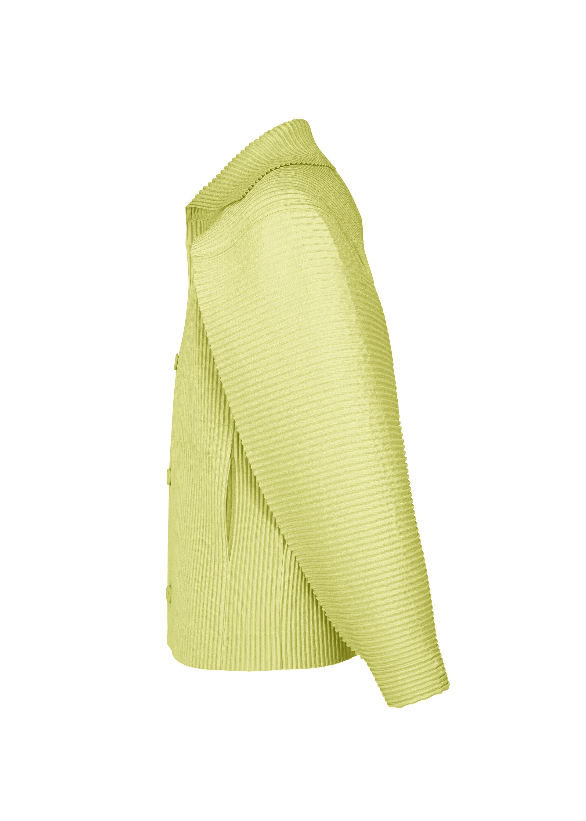 A detail shot of the HOMME PLISSÉ ISSEY MIYAKE LINEN LIKE jacket.