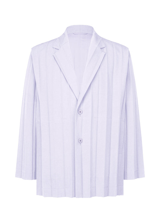 A product shot of the HOMME PLISSÉ ISSEY MIYAKE EDGE ENSEMBLE jacket in white blue (07).
