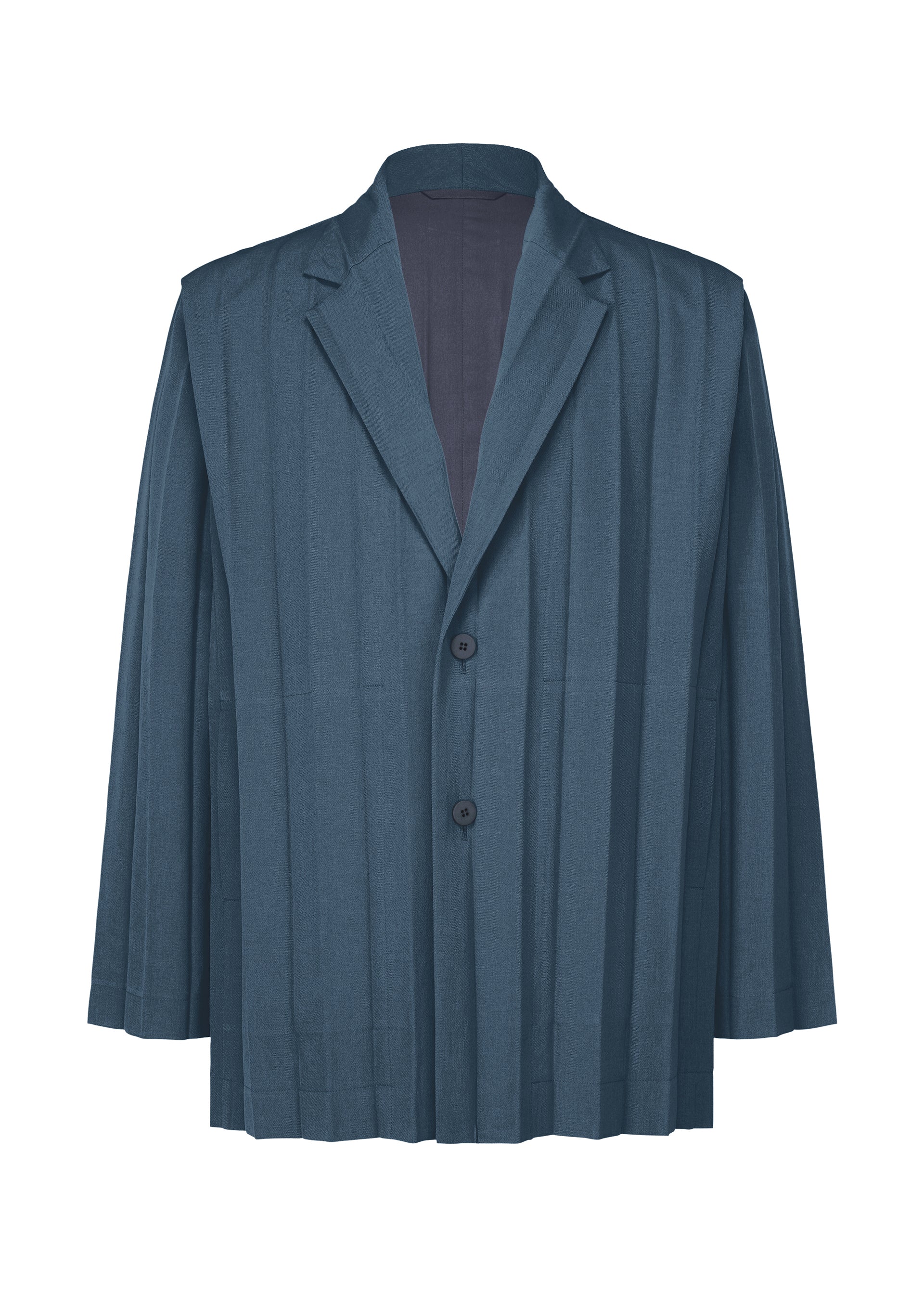 A product shot of the HOMME PLISSÉ ISSEY MIYAKE EDGE ENSEMBLE jacket in navy (75).