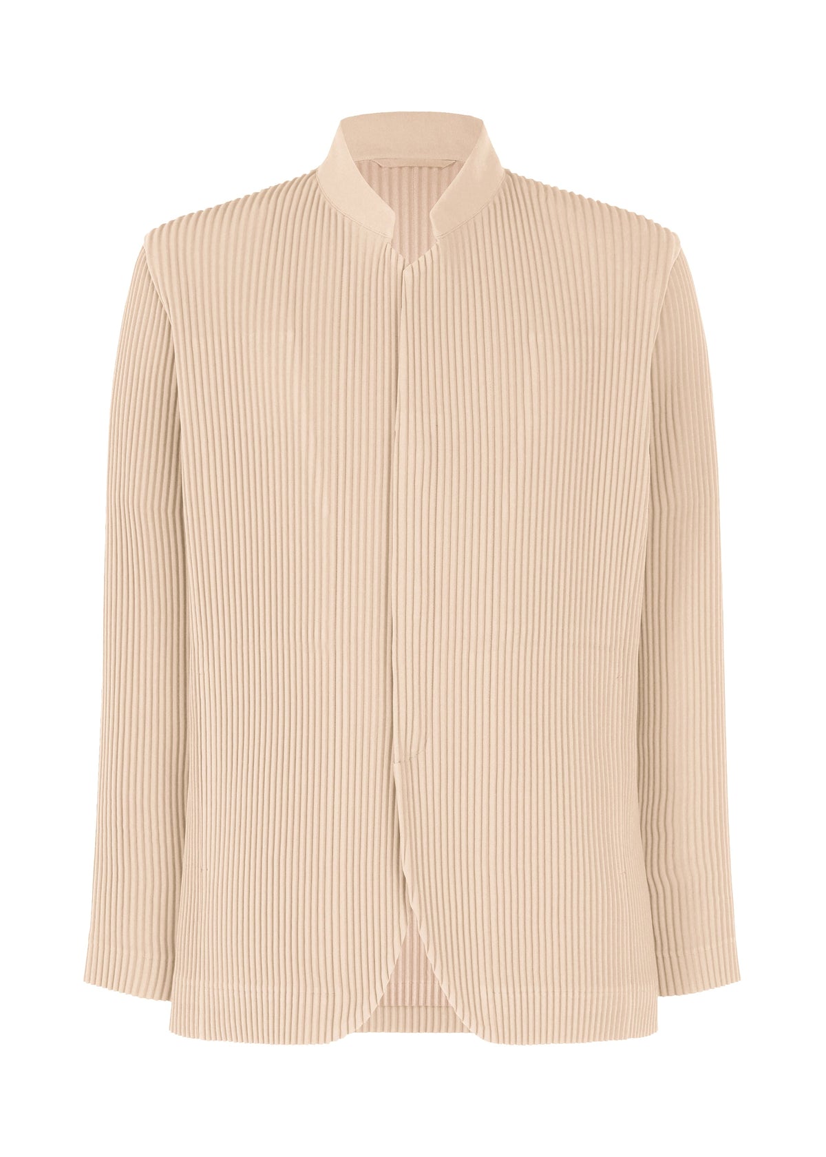 A product shot of the HOMME PLISSÉ ISSEY MIYAKE TUXEDO PLEATS jacket in beige (40).