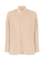 A product shot of the HOMME PLISSÉ ISSEY MIYAKE TUXEDO PLEATS jacket in beige (40).