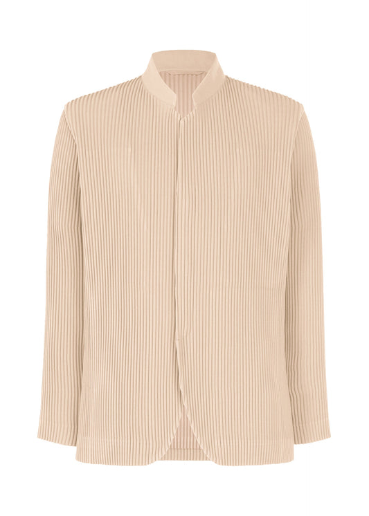 A product shot of the HOMME PLISSÉ ISSEY MIYAKE TUXEDO PLEATS jacket in beige (40).