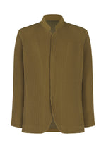 A product shot of the HOMME PLISSÉ ISSEY MIYAKE TUXEDO PLEATS jacket in khaki (65).