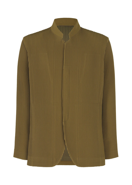 A product shot of the HOMME PLISSÉ ISSEY MIYAKE TUXEDO PLEATS jacket in khaki (65).