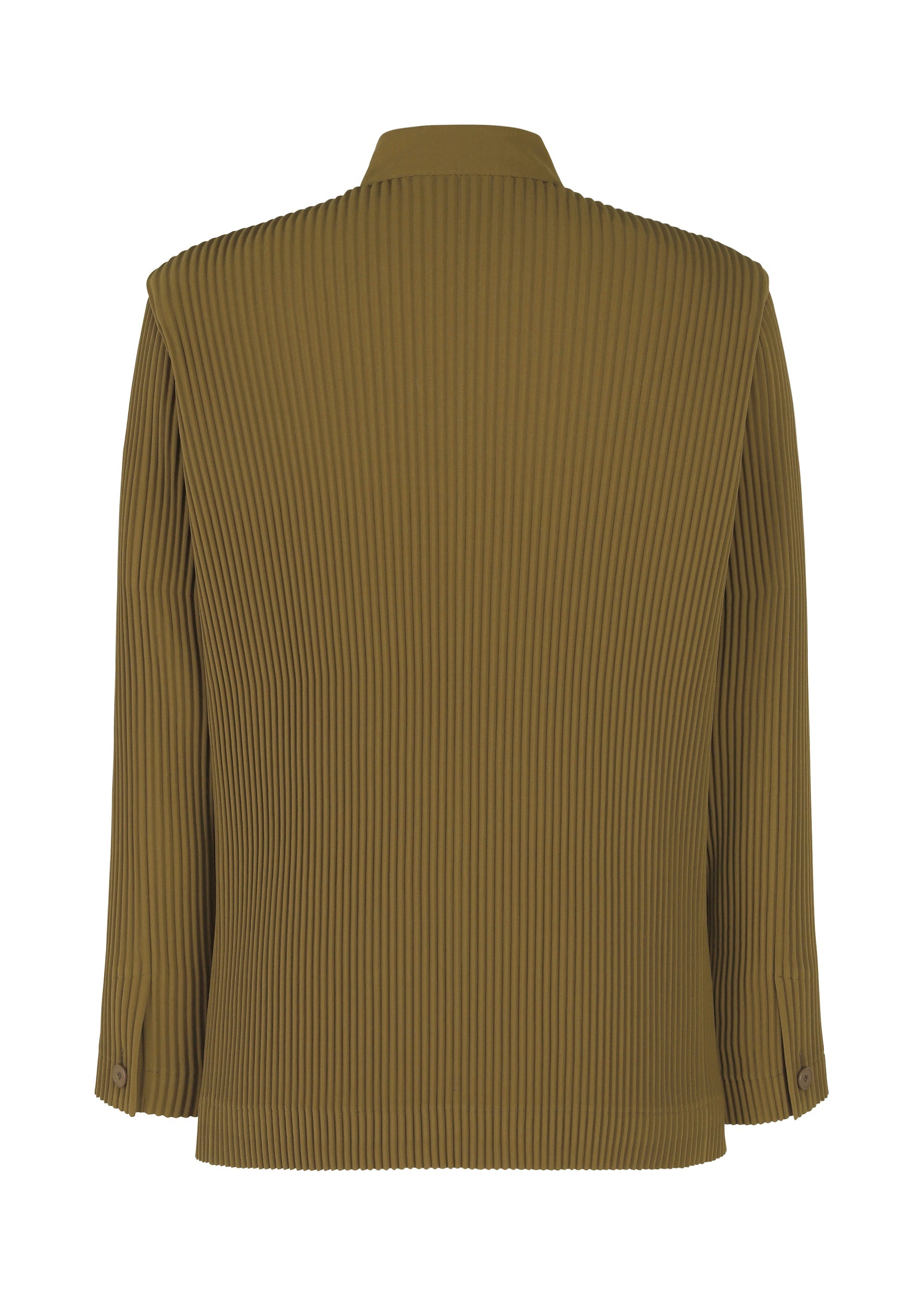 A detail shot of the HOMME PLISSÉ ISSEY MIYAKE TUXEDO PLEATS jacket.