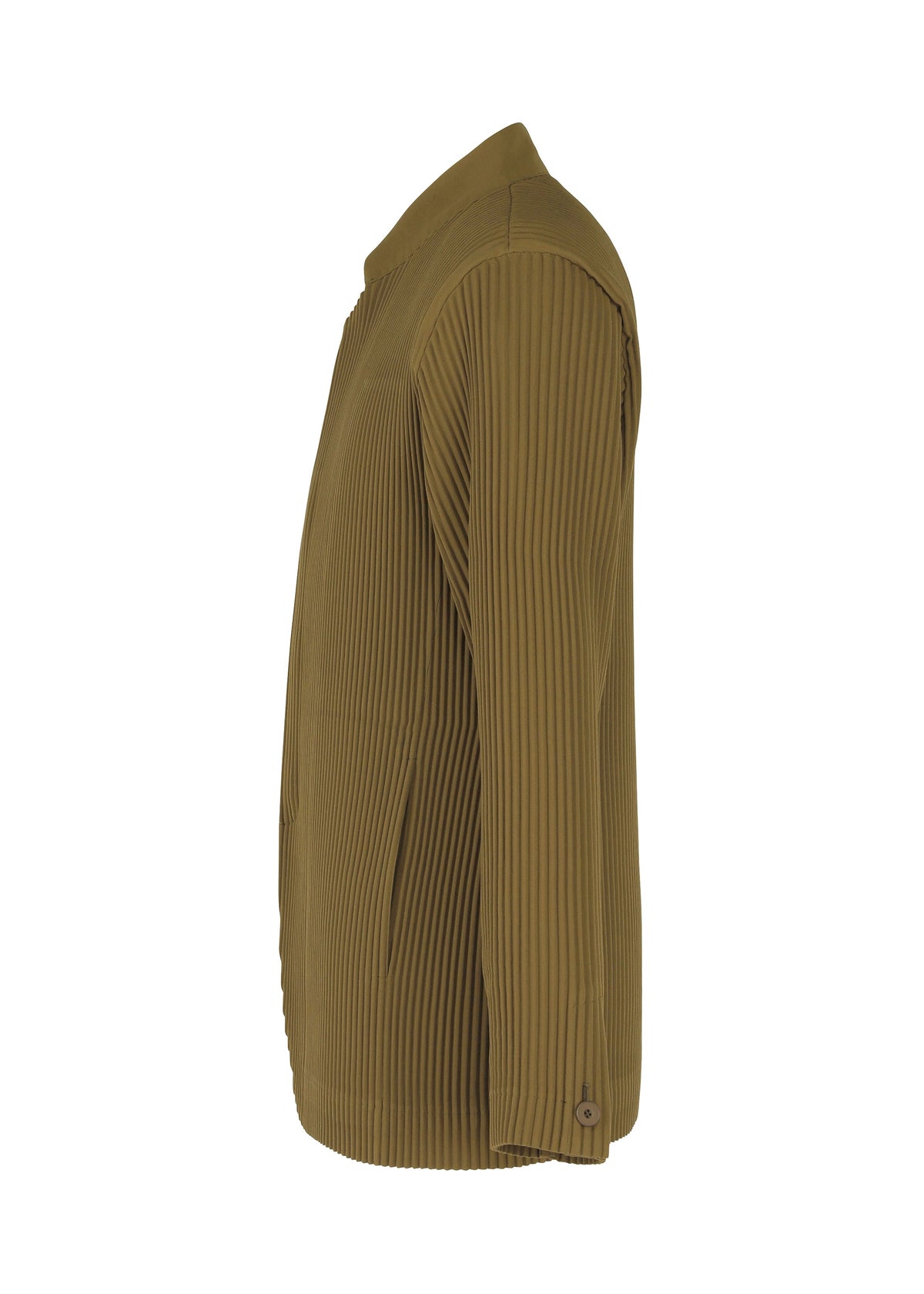A detail shot of the HOMME PLISSÉ ISSEY MIYAKE TUXEDO PLEATS jacket.