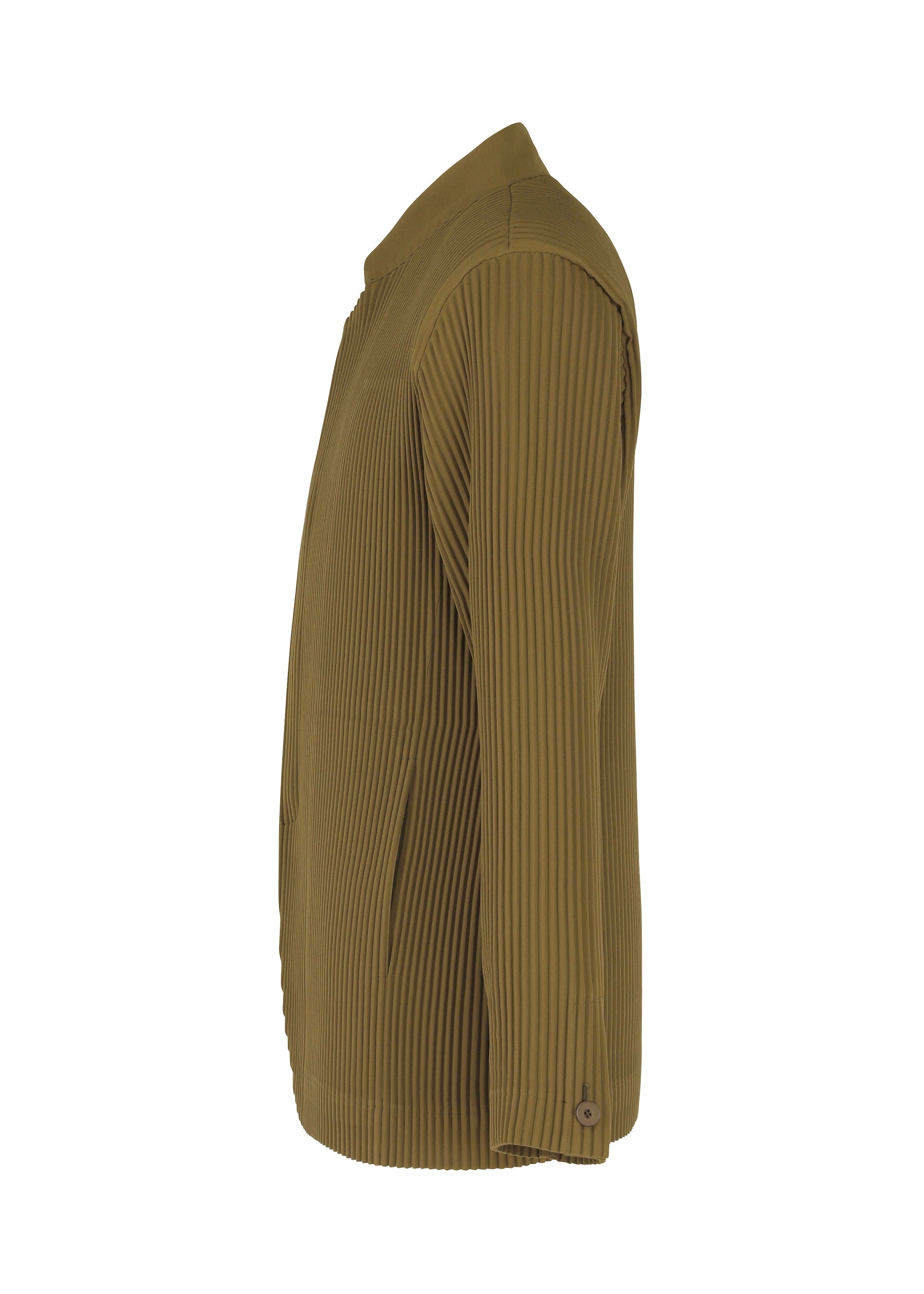 A detail shot of the HOMME PLISSÉ ISSEY MIYAKE TUXEDO PLEATS jacket.