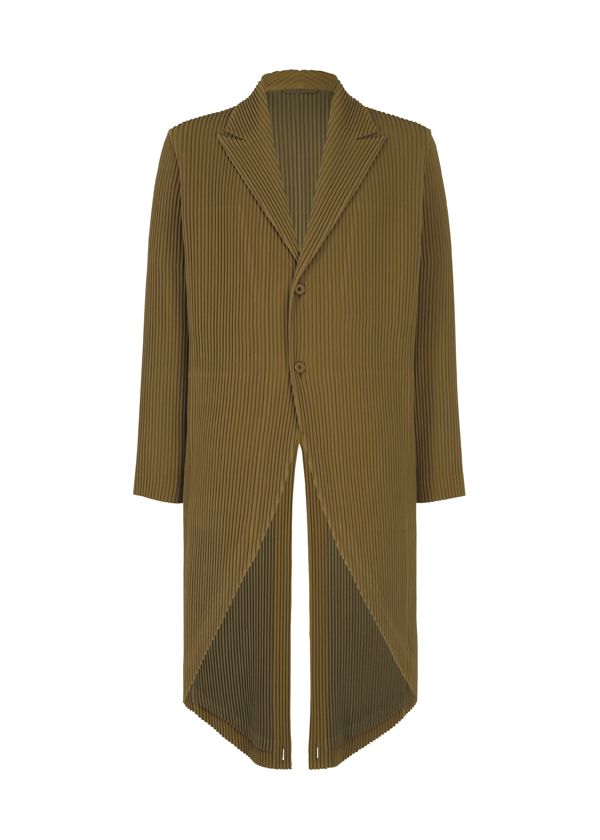 A product shot of the HOMME PLISSÉ ISSEY MIYAKE TUXEDO PLEATS jacket in khaki (65).